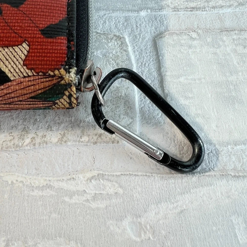 Sakroots Wallet Zip Around Artist‎ Circle Peace Bird Floral Embroidered Black